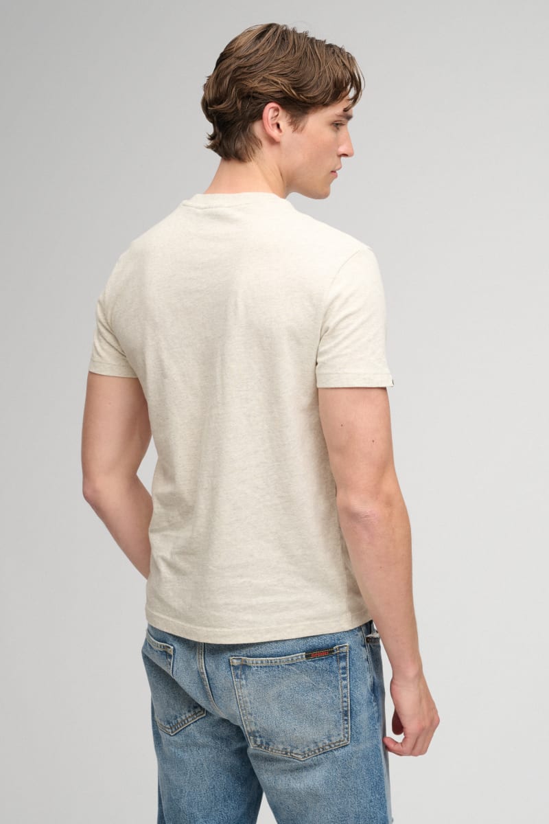 Superdry Essential Serif Logo Embroidered Tee - Straw Grey Marl/Grey