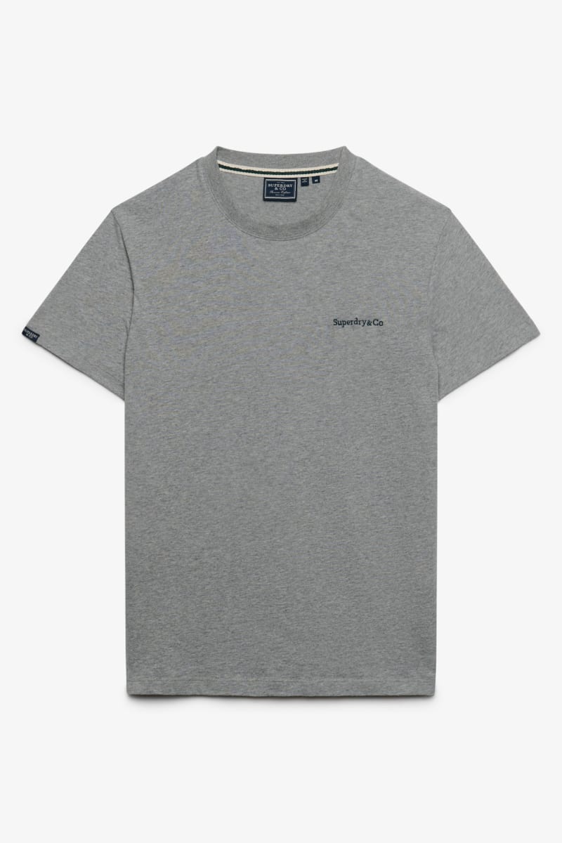 Superdry Essential Company Logo Tee - Sleet Grey Marl/Green