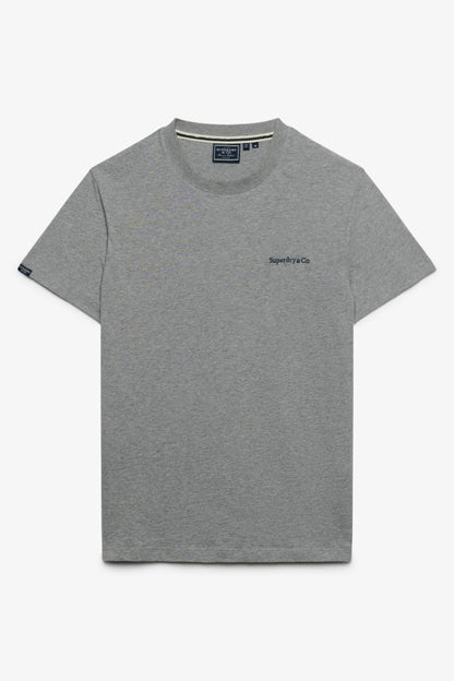 Superdry Essential Company Logo Tee - Sleet Grey Marl/Green