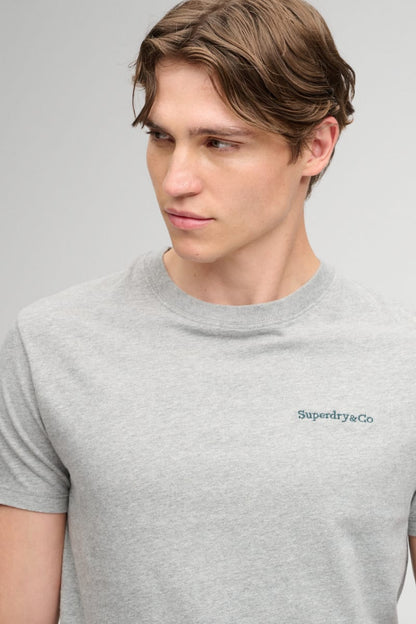 Superdry Essential Company Logo Tee - Sleet Grey Marl/Green