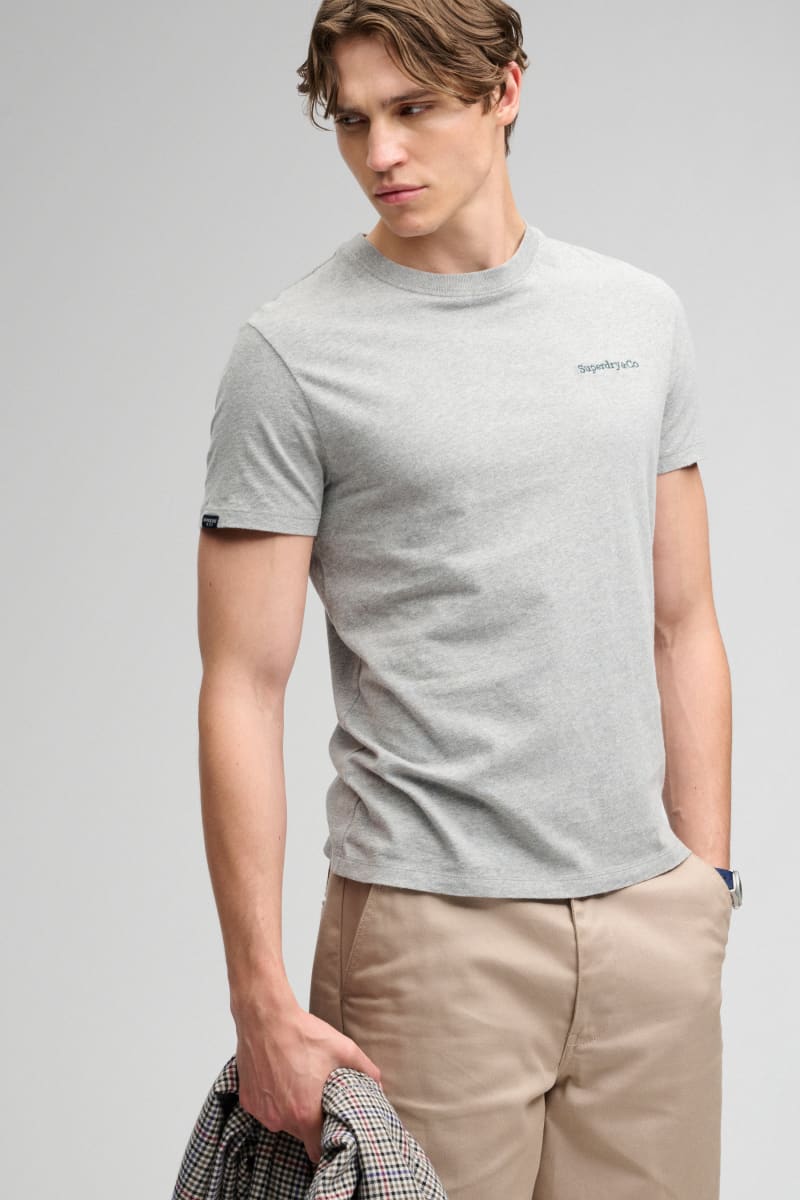 Superdry Essential Company Logo Tee - Sleet Grey Marl/Green