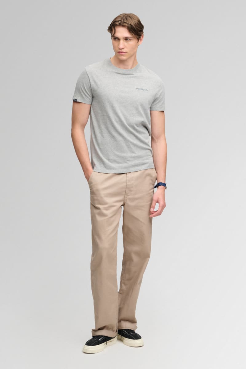 Superdry Essential Company Logo Tee - Sleet Grey Marl/Green