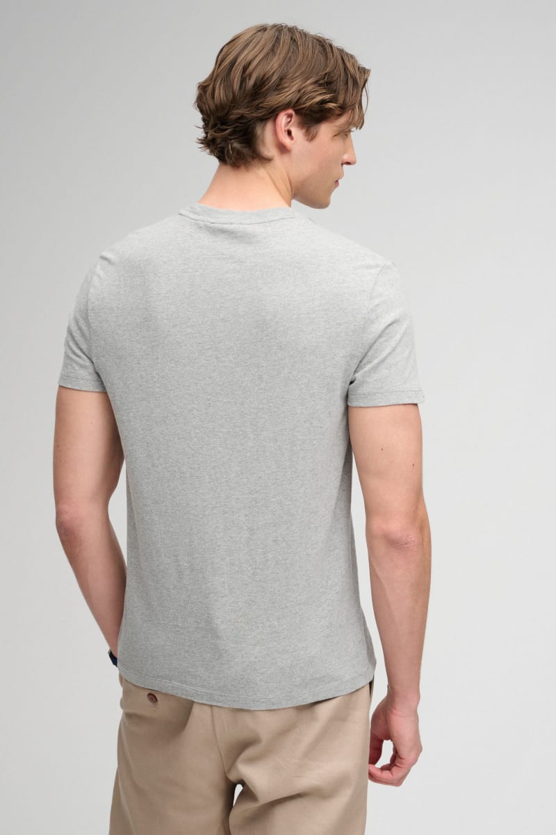 Superdry Essential Company Logo Tee - Sleet Grey Marl/Green