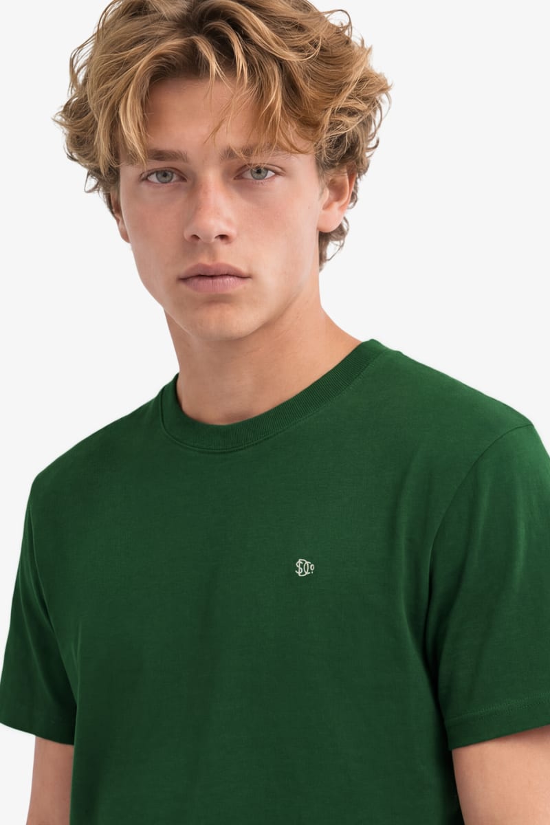 Superdry Essential SDCO Logo Embroidered Tee - Rich Boston Green/Cream