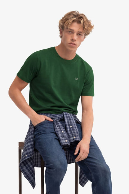 Superdry Essential SDCO Logo Embroidered Tee - Rich Boston Green/Cream