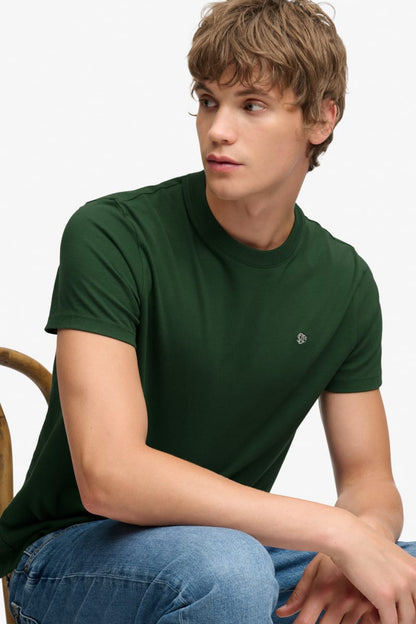 Superdry Essential SDCO Logo Embroidered Tee - Rich Boston Green/Cream