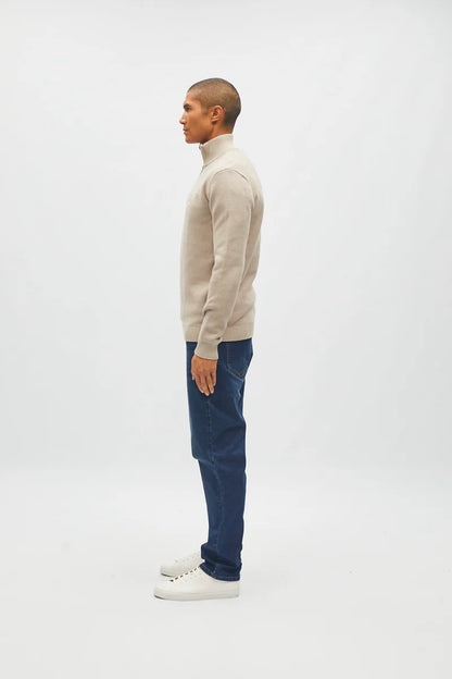 Diesel Twain Textured Cotton Knit Half Zip Jumper Sandshore