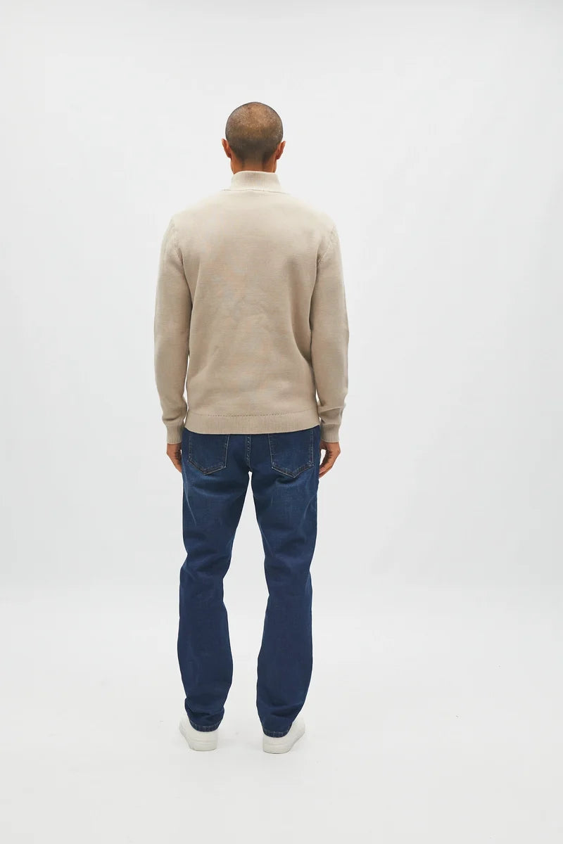 Diesel Twain Textured Cotton Knit Half Zip Jumper Sandshore