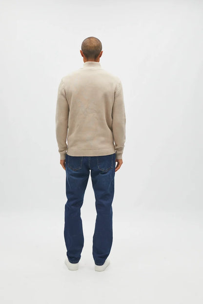Diesel Twain Textured Cotton Knit Half Zip Jumper Sandshore