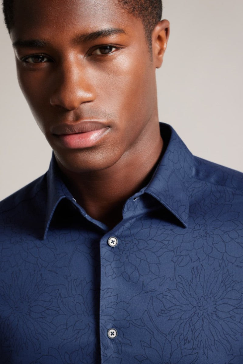 Ted Baker Neal Floral Shirt Navy