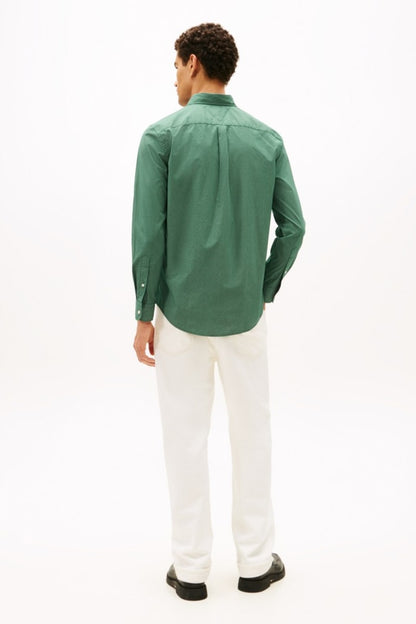Tommy Hilfiger 40455 Regular Fit Flex Poplin Micro Print Shirt Ornamental Green