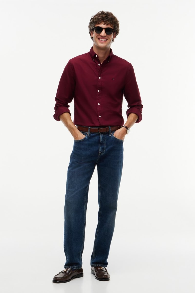 Tommy Hilfiger 35774 Regular Fit Heritage Oxford Shirt Burgundy