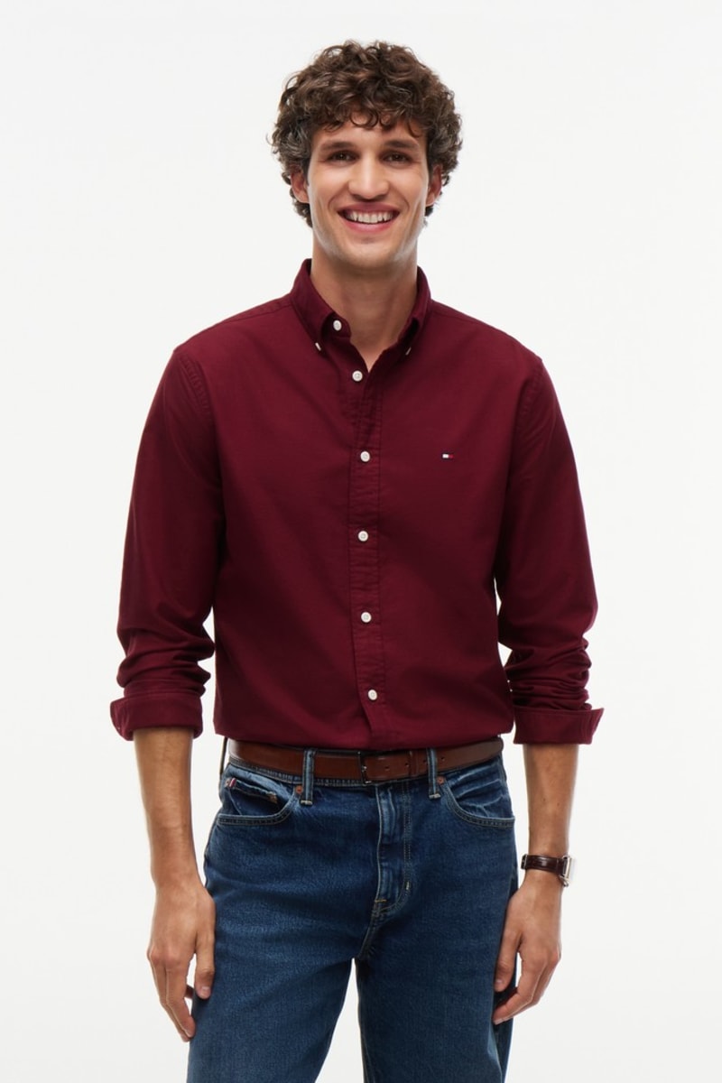 Tommy Hilfiger 35774 Regular Fit Heritage Oxford Shirt Burgundy