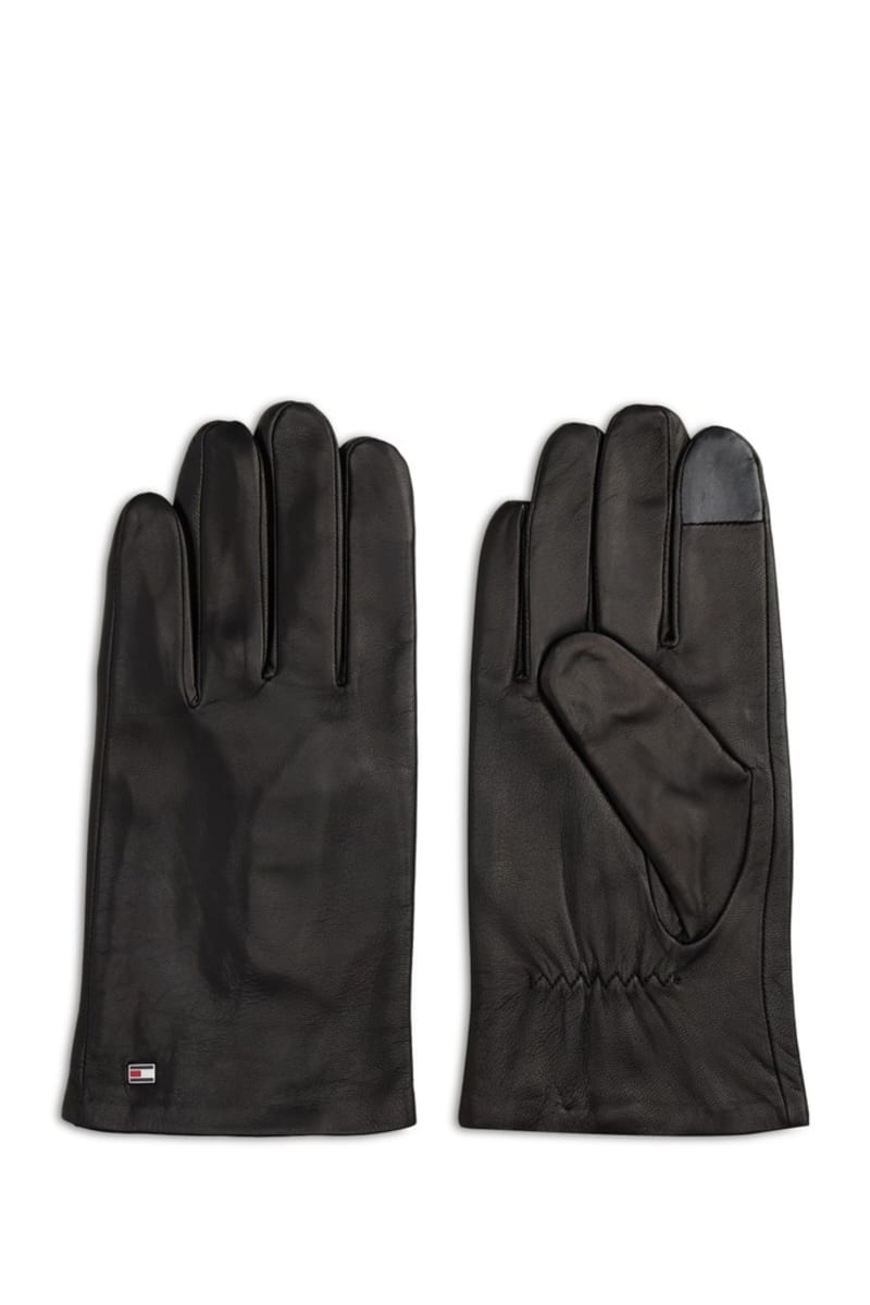 Tommy Hilfiger Essential Flag Leather Gloves in Black