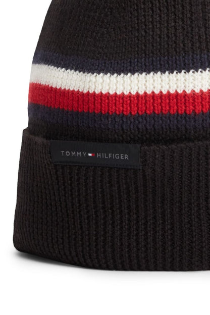 Tommy Hilfiger RWB Beanie in Black, stripe detail