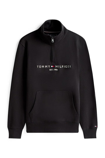 Tommy Hilfiger 20954 Regular Fit Logo Half Zip Mock Neck Sweatshirt Black