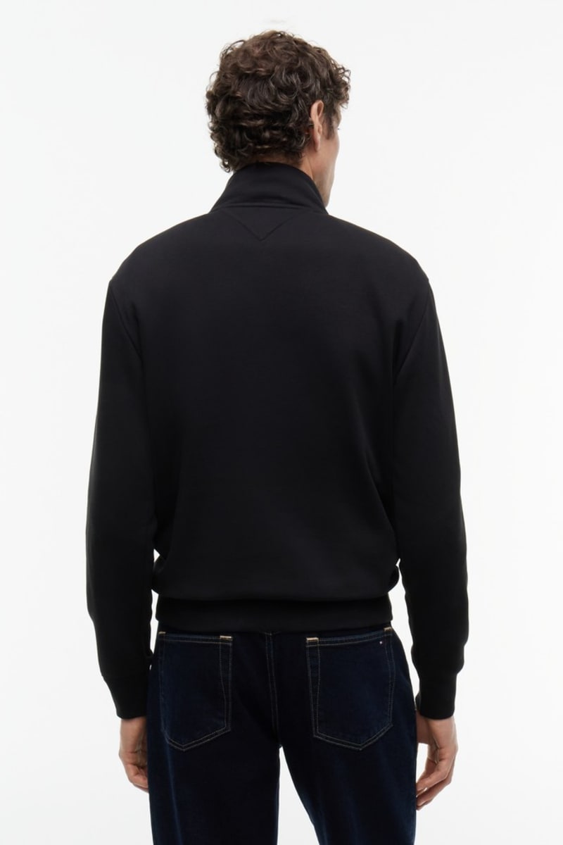 Tommy Hilfiger 20954 Regular Fit Logo Half Zip Mock Neck Sweatshirt Black