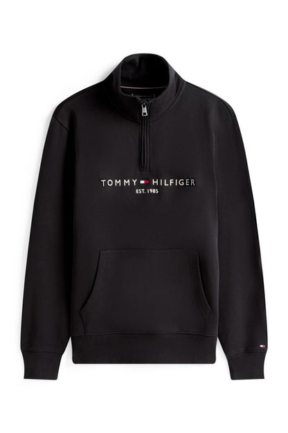 Tommy Hilfiger 20954 Regular Fit Logo Half Zip Mock Neck Sweatshirt Black