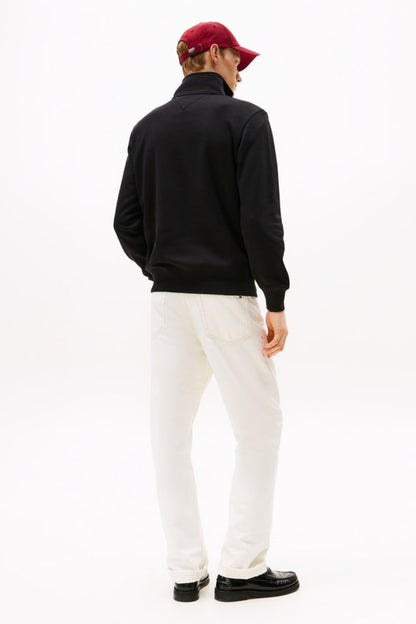 Tommy Hilfiger 20954 Regular Fit Logo Half Zip Mock Neck Sweatshirt Black