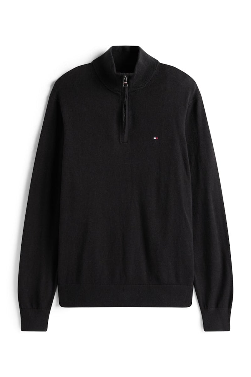 Tommy Hilfiger 28049 Regular Fit Pima Cotton Cashmere Zip Neck Jumper Black