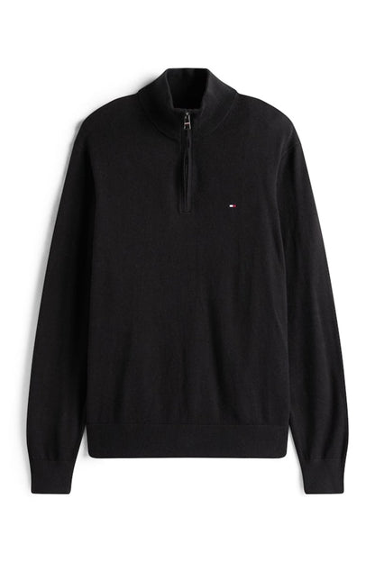 Tommy Hilfiger 28049 Regular Fit Pima Cotton Cashmere Zip Neck Jumper Black