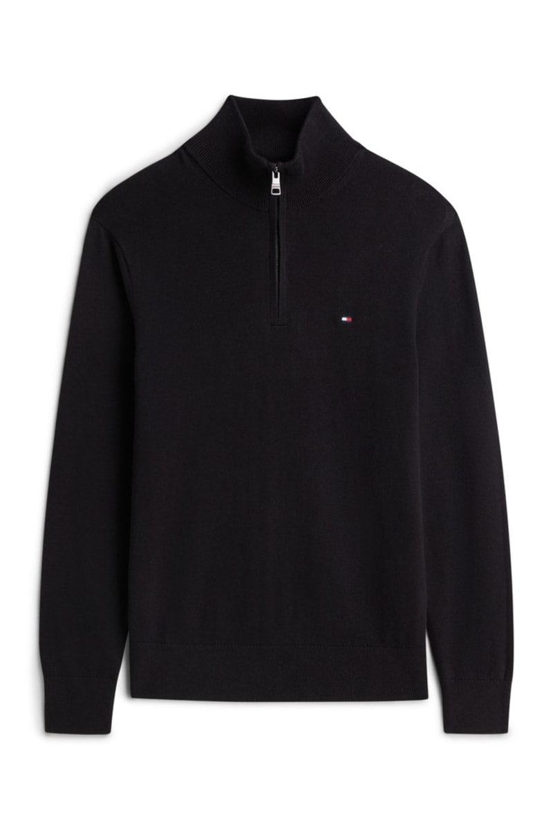 Tommy Hilfiger 28049 Regular Fit Pima Cotton Cashmere Zip Neck Jumper Black