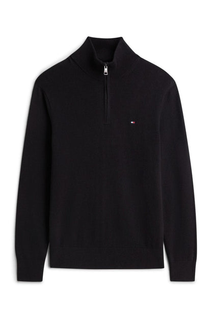 Tommy Hilfiger 28049 Regular Fit Pima Cotton Cashmere Zip Neck Jumper Black