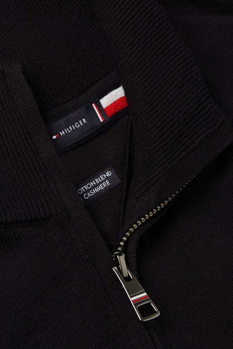 Tommy Hilfiger 28049 Regular Fit Pima Cotton Cashmere Zip Neck Jumper Black