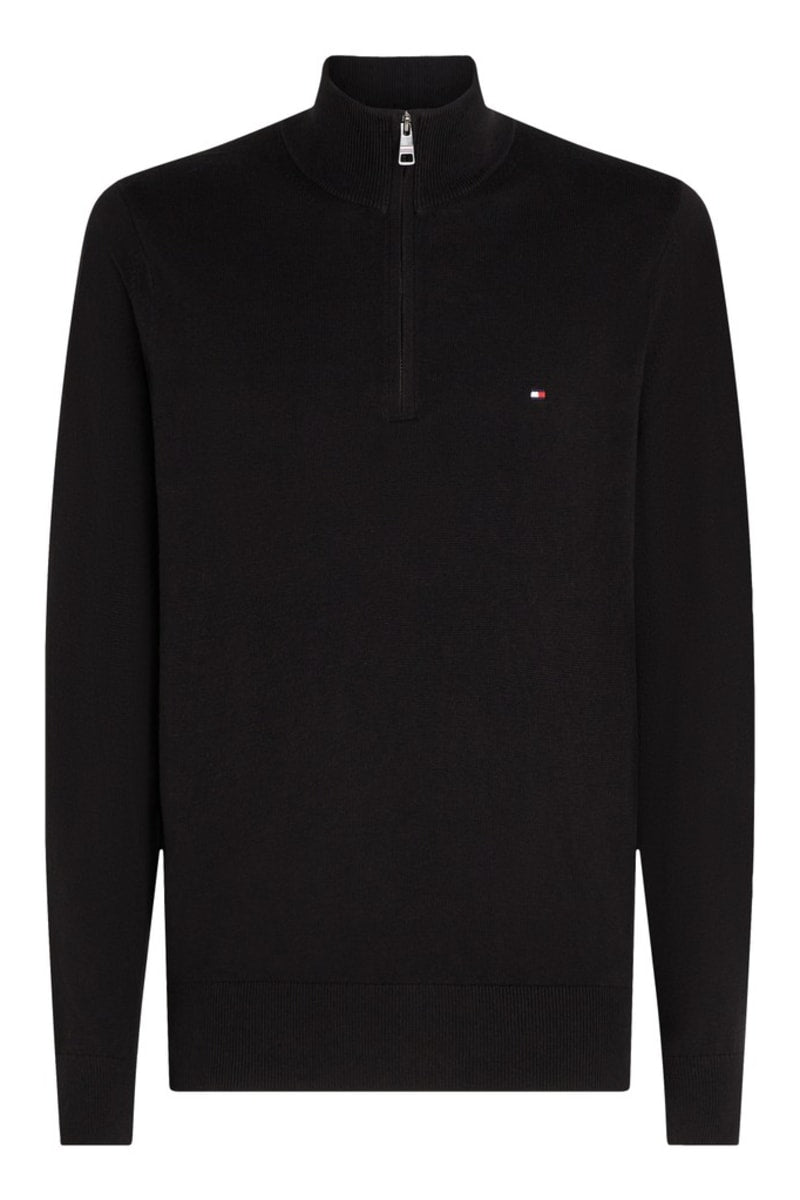 Tommy Hilfiger 28049 Regular Fit Pima Cotton Cashmere Zip Neck Jumper Black