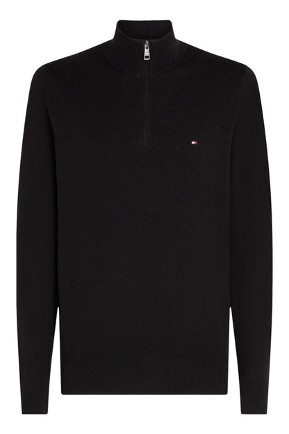 Tommy Hilfiger 28049 Regular Fit Pima Cotton Cashmere Zip Neck Jumper Black