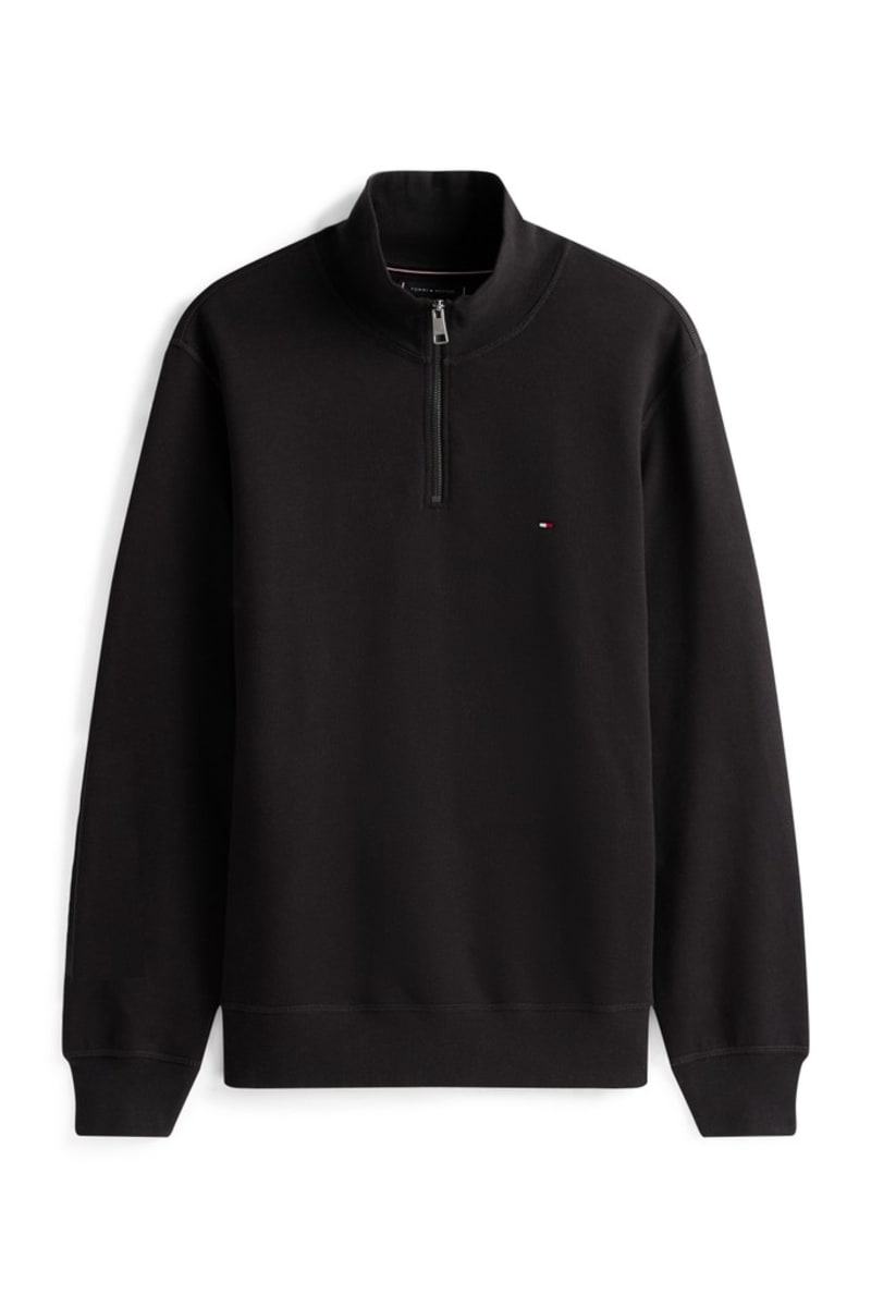 Tommy Hilfiger 37233 Regular Fit Essential Fleece Quarter Zip Sweatshirt Black