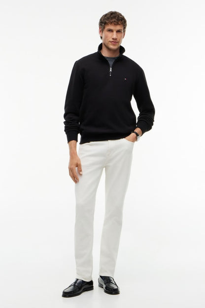 Tommy Hilfiger 37233 Regular Fit Essential Fleece Quarter Zip Sweatshirt Black