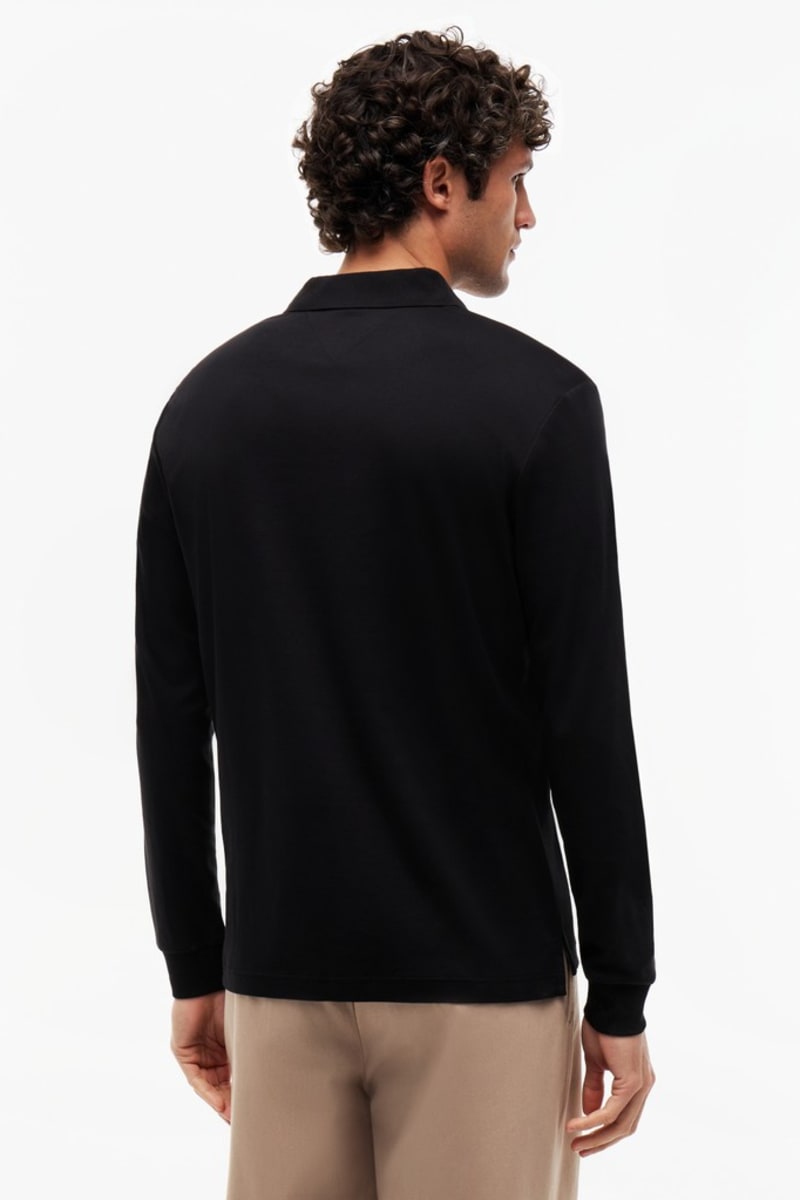 Tommy Hilfiger 37317 Liquid Cotton Long Sleeve Regular Fit Polo Shirt Black
