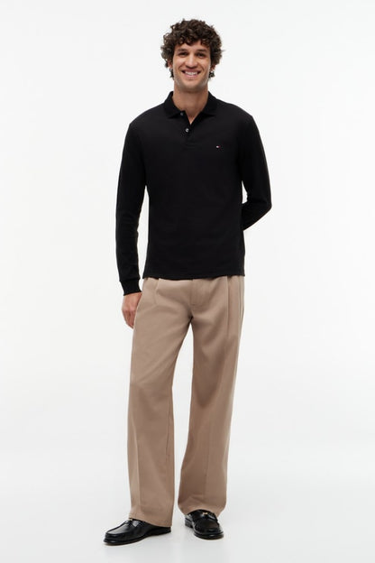 Tommy Hilfiger 37317 Liquid Cotton Long Sleeve Regular Fit Polo Shirt Black