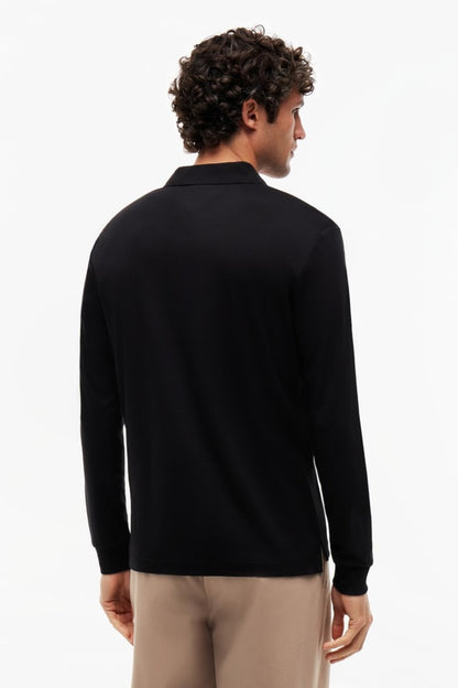 Tommy Hilfiger 37317 Liquid Cotton Long Sleeve Regular Fit Polo Shirt Black