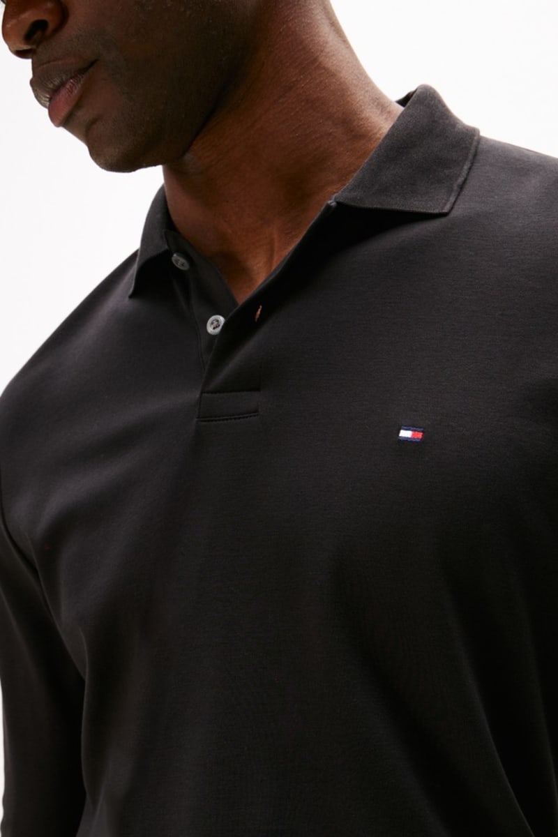 Tommy Hilfiger 37317 Liquid Cotton Long Sleeve Regular Fit Polo Shirt Black