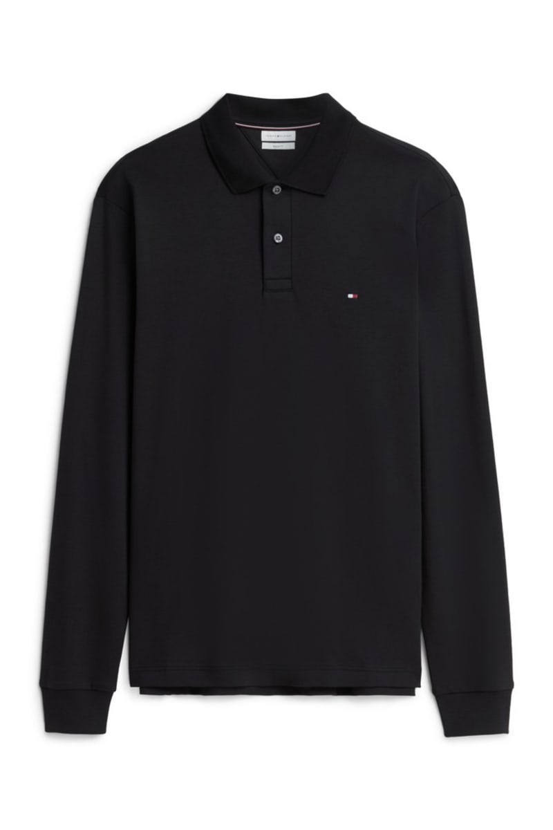 Tommy Hilfiger 37317 Liquid Cotton Long Sleeve Regular Fit Polo Shirt Black