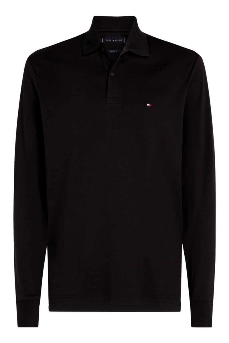 Tommy Hilfiger 37317 Liquid Cotton Long Sleeve Regular Fit Polo Shirt Black