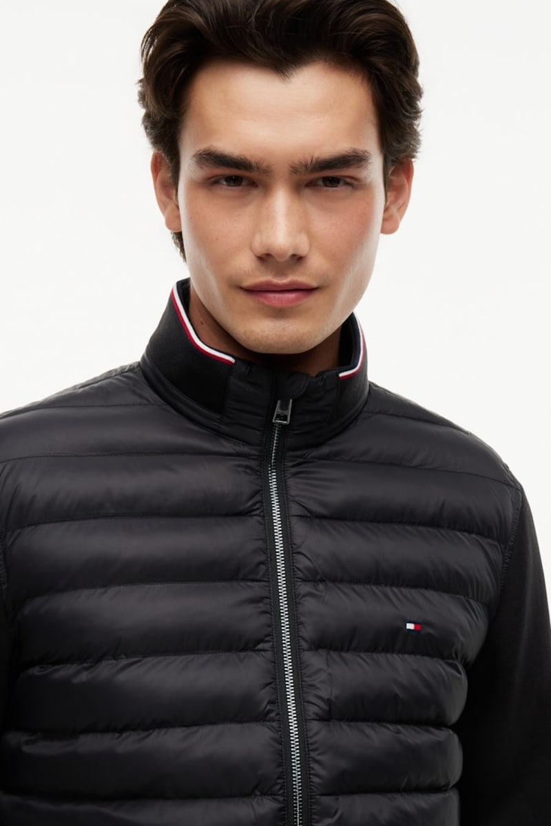 Tommy Hilfiger 41329 Regular Fit Mixed Media Quilted Zip Through Jacket Black