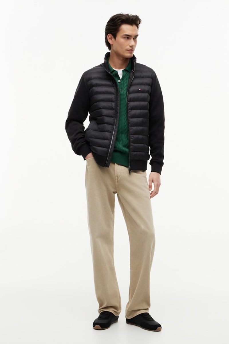 Tommy Hilfiger 41329 Regular Fit Mixed Media Quilted Zip Through Jacket Black