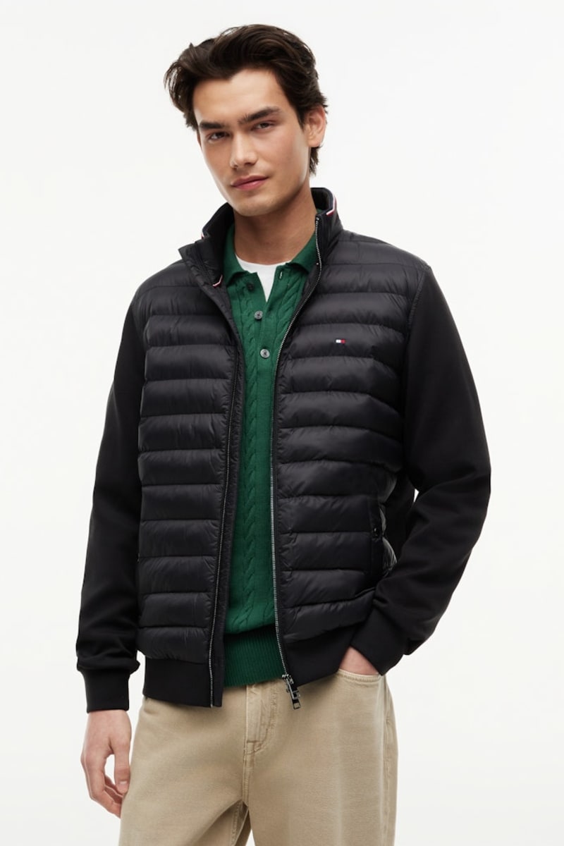 Tommy Hilfiger 41329 Regular Fit Mixed Media Quilted Zip Through Jacket Black