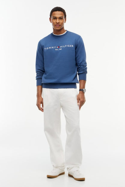 Tommy Hilfiger 20954 Regular Fit Logo Half Zip Mock Neck Sweatshirt Aegean Sea