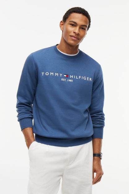 Tommy Hilfiger 20954 Regular Fit Logo Half Zip Mock Neck Sweatshirt Aegean Sea