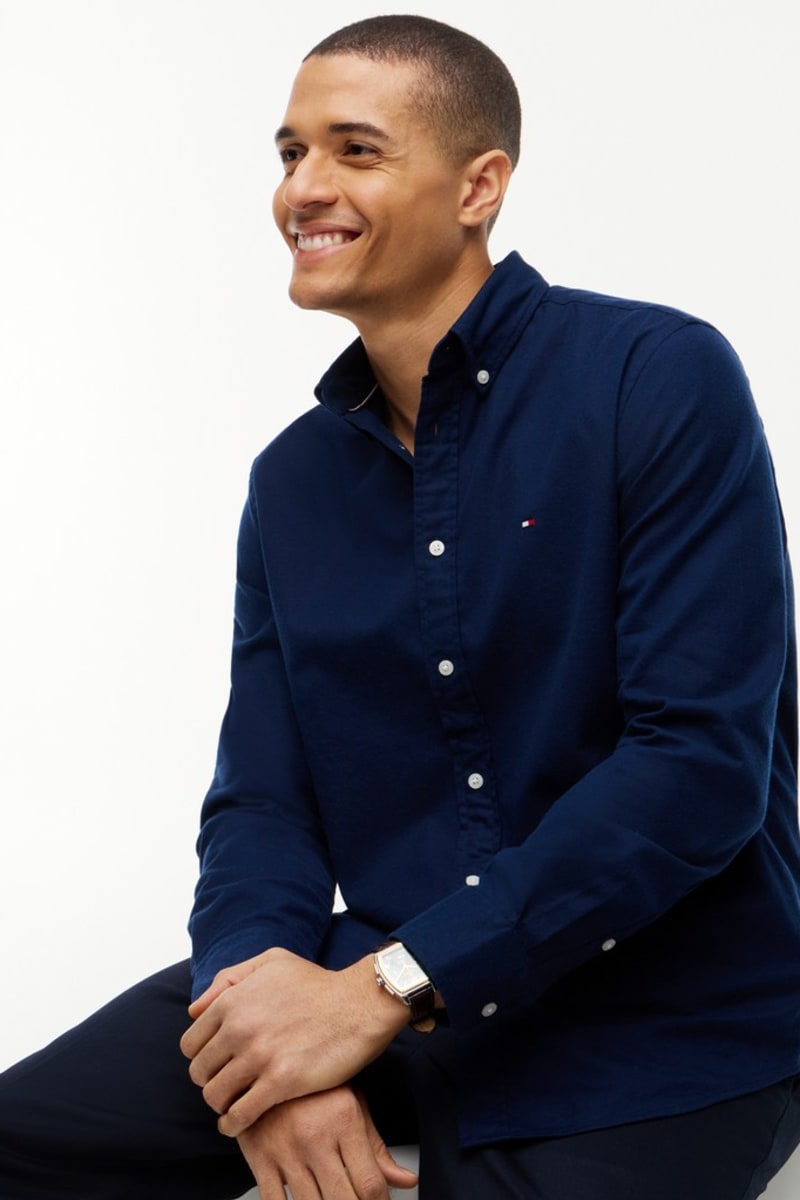 Tommy Hilfiger 40469 Regular Fit Flex Flannel Shirt Carbon Navy