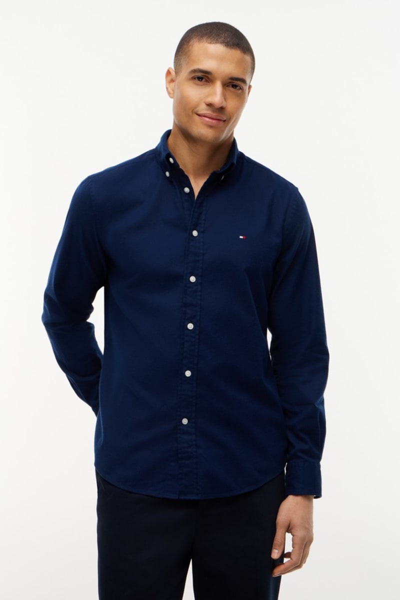 Tommy Hilfiger 40469 Regular Fit Flex Flannel Shirt Carbon Navy