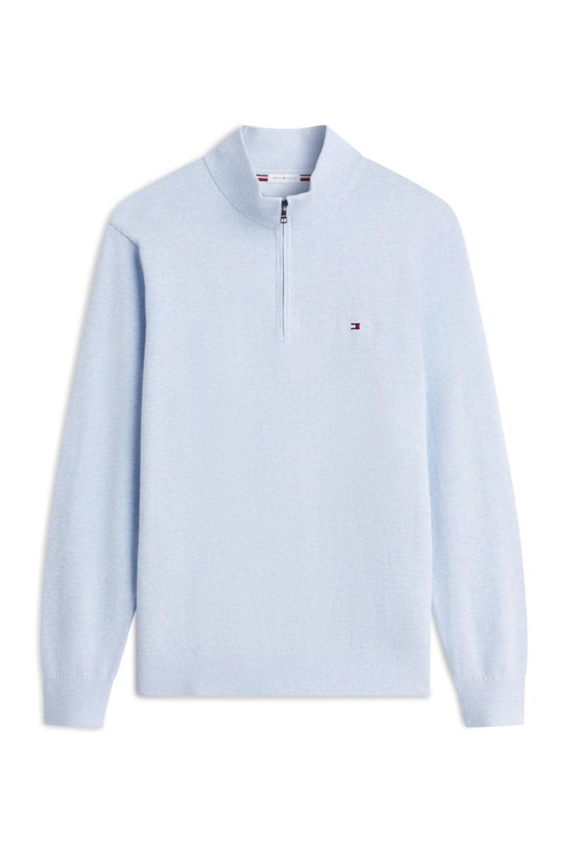 Hilfiger 37331 Ess Ctn 1/4 Zip Aw26 - SKY BLU H
