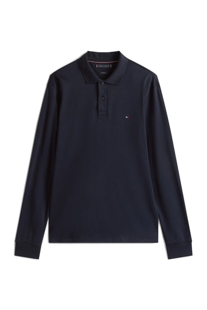 Tommy Hilfiger 37317 Liquid Cotton Long Sleeve Regular Fit Polo Shirt Navy Blue