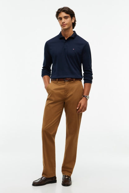 Tommy Hilfiger 37317 Liquid Cotton Long Sleeve Regular Fit Polo Shirt Navy Blue