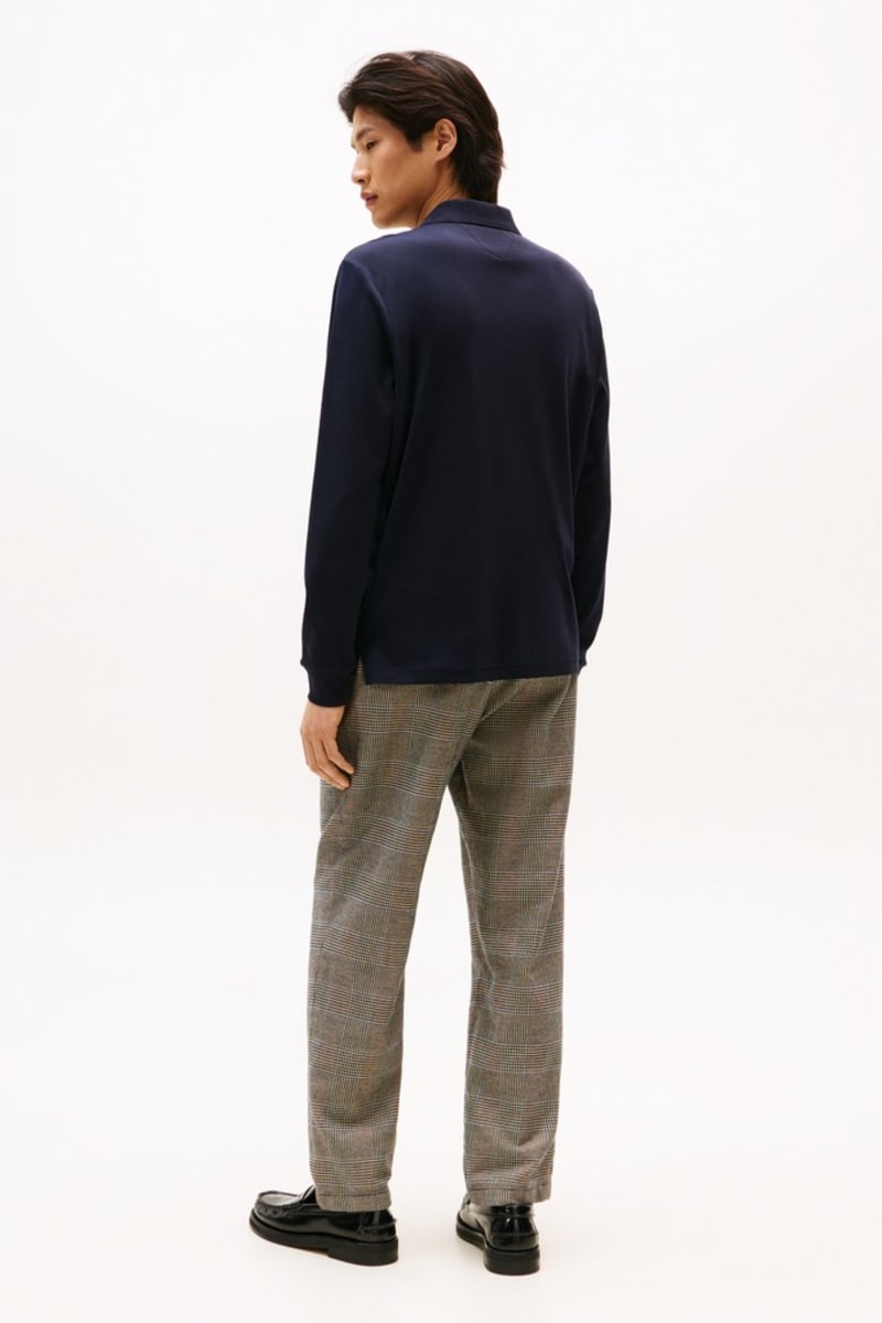 Tommy Hilfiger 37317 Liquid Cotton Long Sleeve Regular Fit Polo Shirt Navy Blue