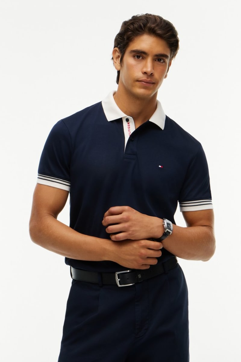 Tommy Hilfiger 44658 Interlock Placket Regular Fit Polo Shirt Navy Blue